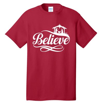 Believe Christmas Holiday Jesus Faith Xmas Holiday Tall T-Shirt