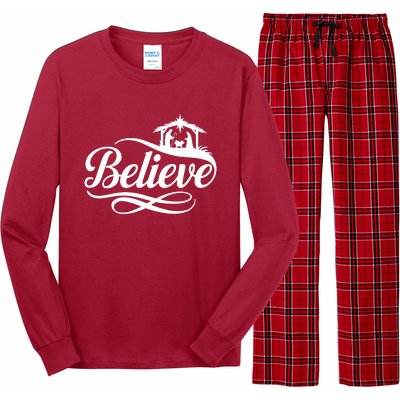 Believe Christmas Holiday Jesus Faith Xmas Holiday Long Sleeve Pajama Set