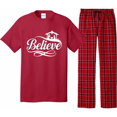 Believe Christmas Holiday Jesus Faith Xmas Holiday Pajama Set