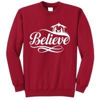 Believe Christmas Holiday Jesus Faith Xmas Holiday Tall Sweatshirt