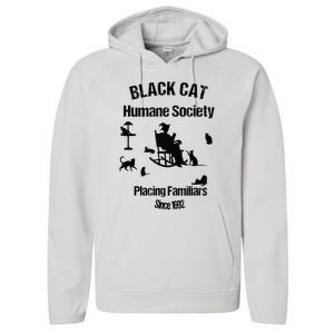 Black Cat Humane Society Funny Witch Halloween Performance Fleece Hoodie