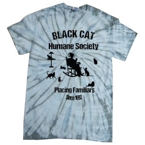 Black Cat Humane Society Funny Witch Halloween Tie-Dye T-Shirt