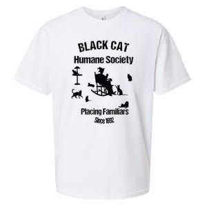 Black Cat Humane Society Funny Witch Halloween Sueded Cloud Jersey T-Shirt