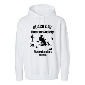 Black Cat Humane Society Funny Witch Halloween Garment-Dyed Fleece Hoodie