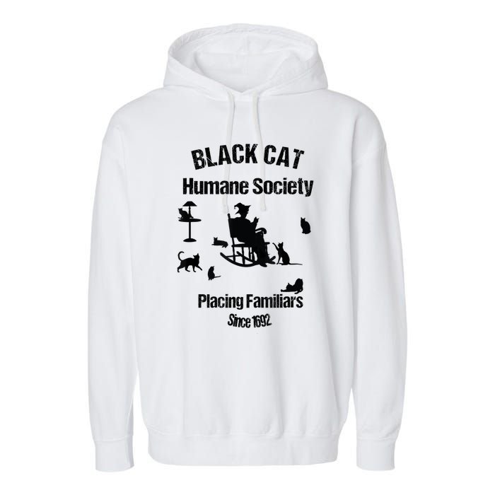 Black Cat Humane Society Funny Witch Halloween Garment-Dyed Fleece Hoodie