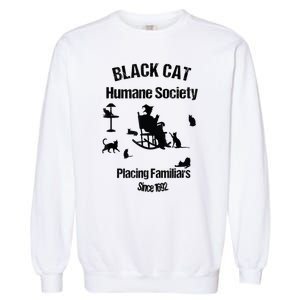 Black Cat Humane Society Funny Witch Halloween Garment-Dyed Sweatshirt