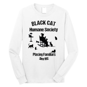 Black Cat Humane Society Funny Witch Halloween Long Sleeve Shirt