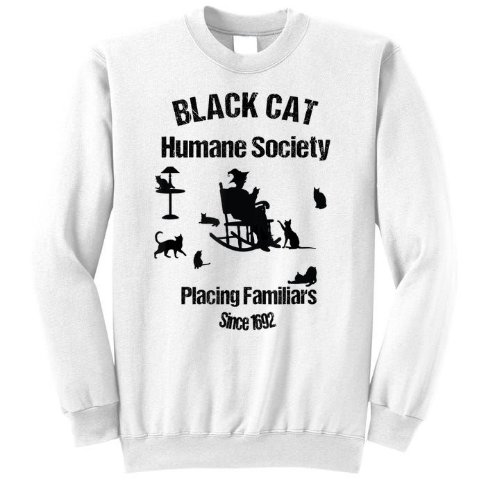 Black Cat Humane Society Funny Witch Halloween Sweatshirt