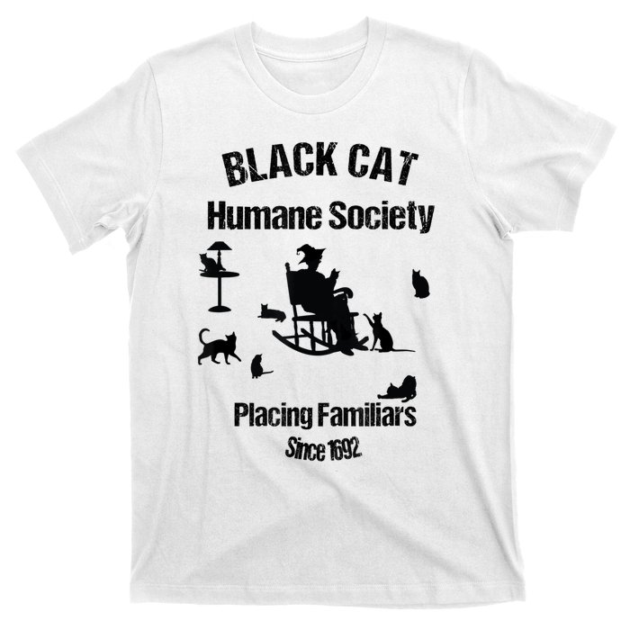 Black Cat Humane Society Funny Witch Halloween T-Shirt