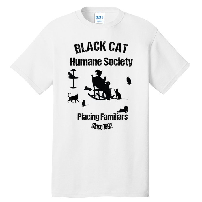 Black Cat Humane Society Funny Witch Halloween Tall T-Shirt