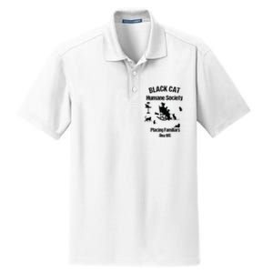 Black Cat Humane Society Funny Witch Halloween Dry Zone Grid Polo