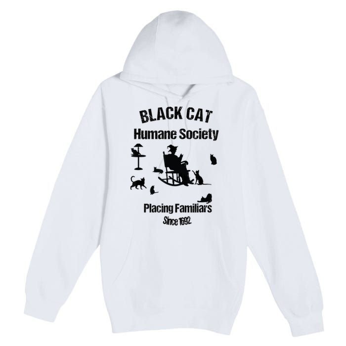 Black Cat Humane Society Funny Witch Halloween Premium Pullover Hoodie