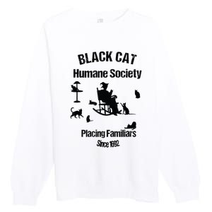 Black Cat Humane Society Funny Witch Halloween Premium Crewneck Sweatshirt