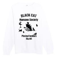 Black Cat Humane Society Funny Witch Halloween Premium Crewneck Sweatshirt