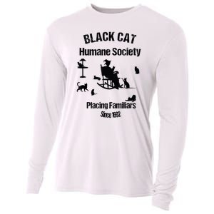 Black Cat Humane Society Funny Witch Halloween Cooling Performance Long Sleeve Crew