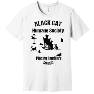 Black Cat Humane Society Funny Witch Halloween Premium T-Shirt