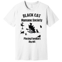 Black Cat Humane Society Funny Witch Halloween Premium T-Shirt