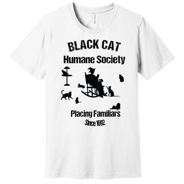 Black Cat Humane Society Funny Witch Halloween Premium T-Shirt