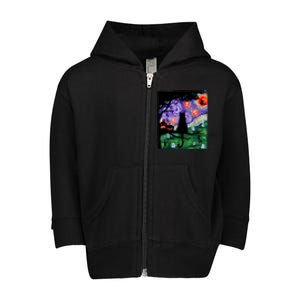 Black Cat Halloween Scary Night Cat Pumpkin Art Gift Toddler Zip Fleece Hoodie