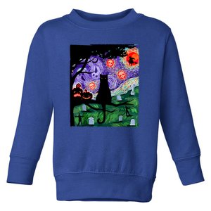 Black Cat Halloween Scary Night Cat Pumpkin Art Gift Toddler Sweatshirt