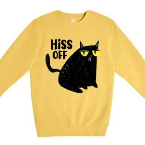 Black Cat Hiss Off For Men Women Meow Cat Gifts Premium Crewneck Sweatshirt