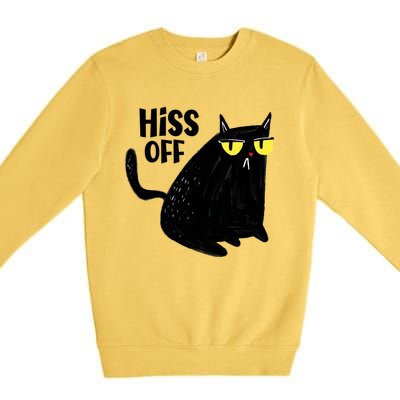 Black Cat Hiss Off For Men Women Meow Cat Gifts Premium Crewneck Sweatshirt