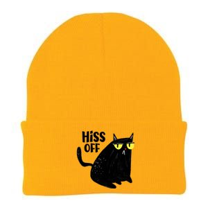 Black Cat Hiss Off For Men Women Meow Cat Gifts Knit Cap Winter Beanie