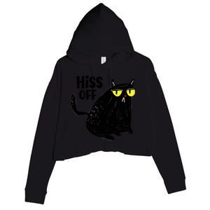 Black Cat Hiss Off For Men Women Meow Cat Gifts Crop Fleece Hoodie