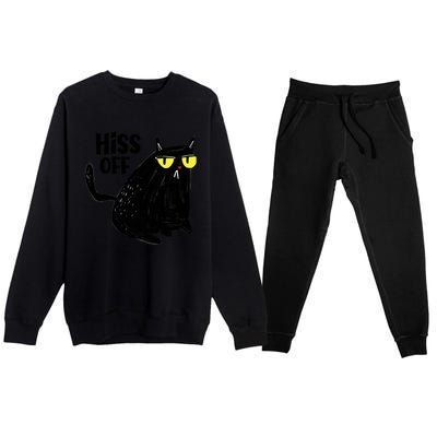 Black Cat Hiss Off For Men Women Meow Cat Gifts Premium Crewneck Sweatsuit Set