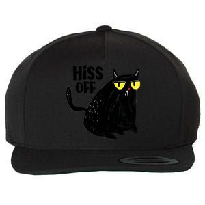 Black Cat Hiss Off For Men Women Meow Cat Gifts Wool Snapback Cap