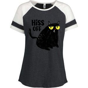 Black Cat Hiss Off For Men Women Meow Cat Gifts Enza Ladies Jersey Colorblock Tee