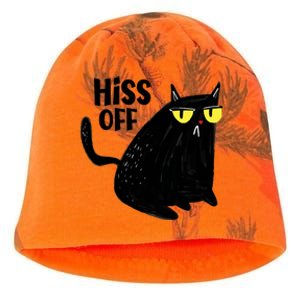 Black Cat Hiss Off For Men Women Meow Cat Gifts Kati - Camo Knit Beanie