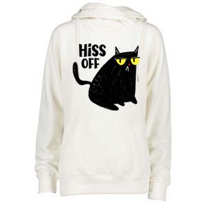 Black Cat Hiss Off For Men Women Meow Cat Gifts Womens Funnel Neck Pullover Hood