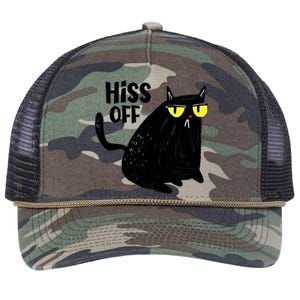 Black Cat Hiss Off For Men Women Meow Cat Gifts Retro Rope Trucker Hat Cap