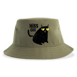 Black Cat Hiss Off For Men Women Meow Cat Gifts Sustainable Bucket Hat