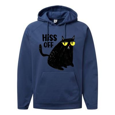 Black Cat Hiss Off For Men Women Meow Cat Gifts Performance Fleece Hoodie