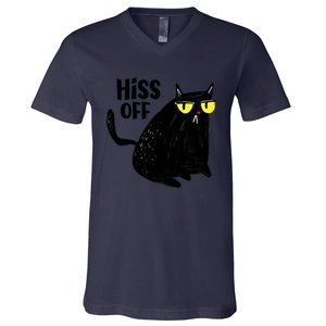 Black Cat Hiss Off For Men Women Meow Cat Gifts V-Neck T-Shirt