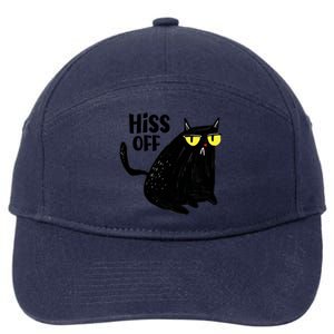 Black Cat Hiss Off For Men Women Meow Cat Gifts 7-Panel Snapback Hat