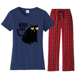 Black Cat Hiss Off For Men Women Meow Cat Gifts Women's Flannel Pajama Set