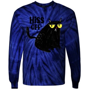 Black Cat Hiss Off For Men Women Meow Cat Gifts Tie-Dye Long Sleeve Shirt