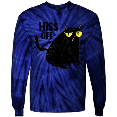 Black Cat Hiss Off For Men Women Meow Cat Gifts Tie-Dye Long Sleeve Shirt