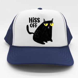 Black Cat Hiss Off For Men Women Meow Cat Gifts Trucker Hat