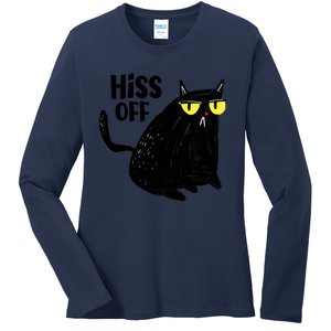 Black Cat Hiss Off For Men Women Meow Cat Gifts Ladies Long Sleeve Shirt