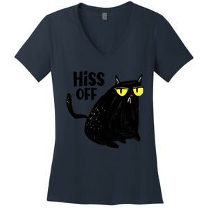 Black Cat Hiss Off For Men Women Meow Cat Gifts Women's V-Neck T-Shirt