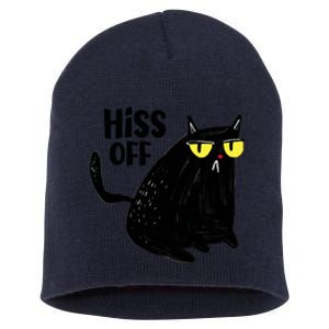 Black Cat Hiss Off For Men Women Meow Cat Gifts Short Acrylic Beanie