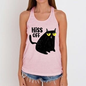 Black Cat Hiss Off For Men Women Meow Cat Gifts Women's Knotted Racerback Tank