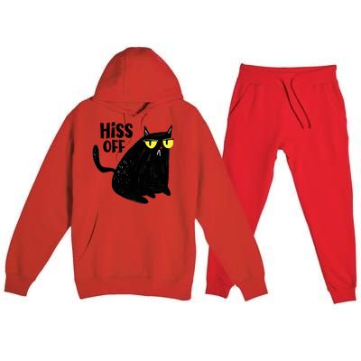 Black Cat Hiss Off For Men Women Meow Cat Gifts Premium Hooded Sweatsuit Set