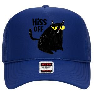 Black Cat Hiss Off For Men Women Meow Cat Gifts High Crown Mesh Back Trucker Hat