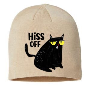 Black Cat Hiss Off For Men Women Meow Cat Gifts Sustainable Beanie