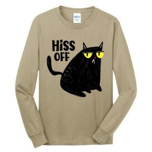 Black Cat Hiss Off For Men Women Meow Cat Gifts Tall Long Sleeve T-Shirt